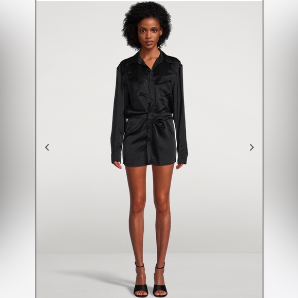 Off white twist satin shirt dress - Picture 9 of 10